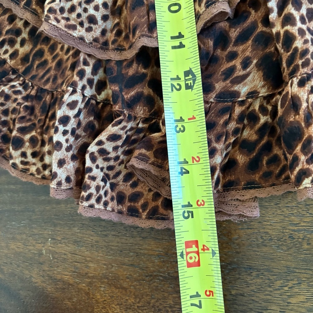 Aerie Leopard Tiered Ruffle Elastic Waist Mini Skirt Shorts 100% Cotton XSMALL - Picture 7 of 12